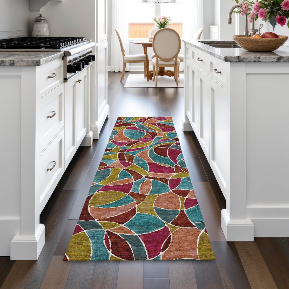 Machine Washable Indoor/Outdoor Chantille ACN2208 Merlot 2'3" x 7'6" Runner Rug. Picture 5