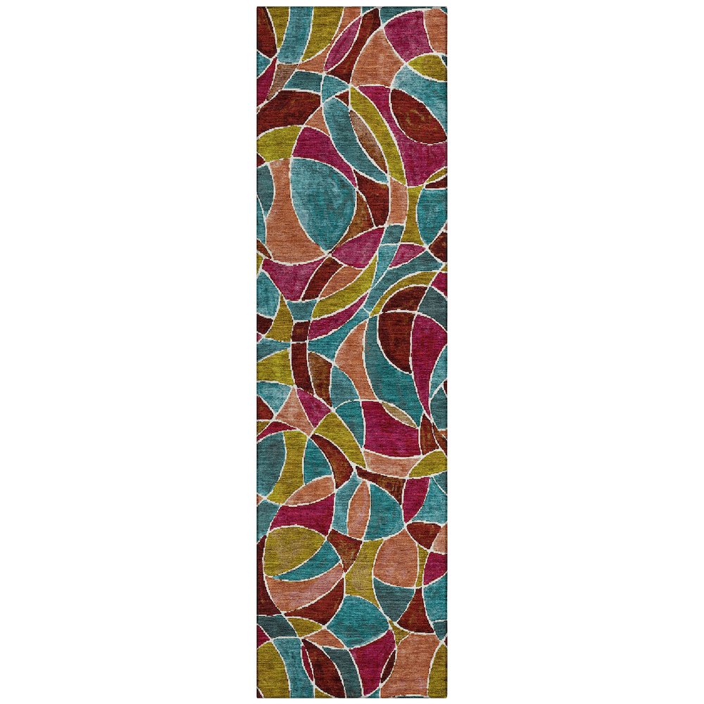 Machine Washable Indoor/Outdoor Chantille ACN2208 Merlot 2'3" x 7'6" Runner Rug. Picture 1