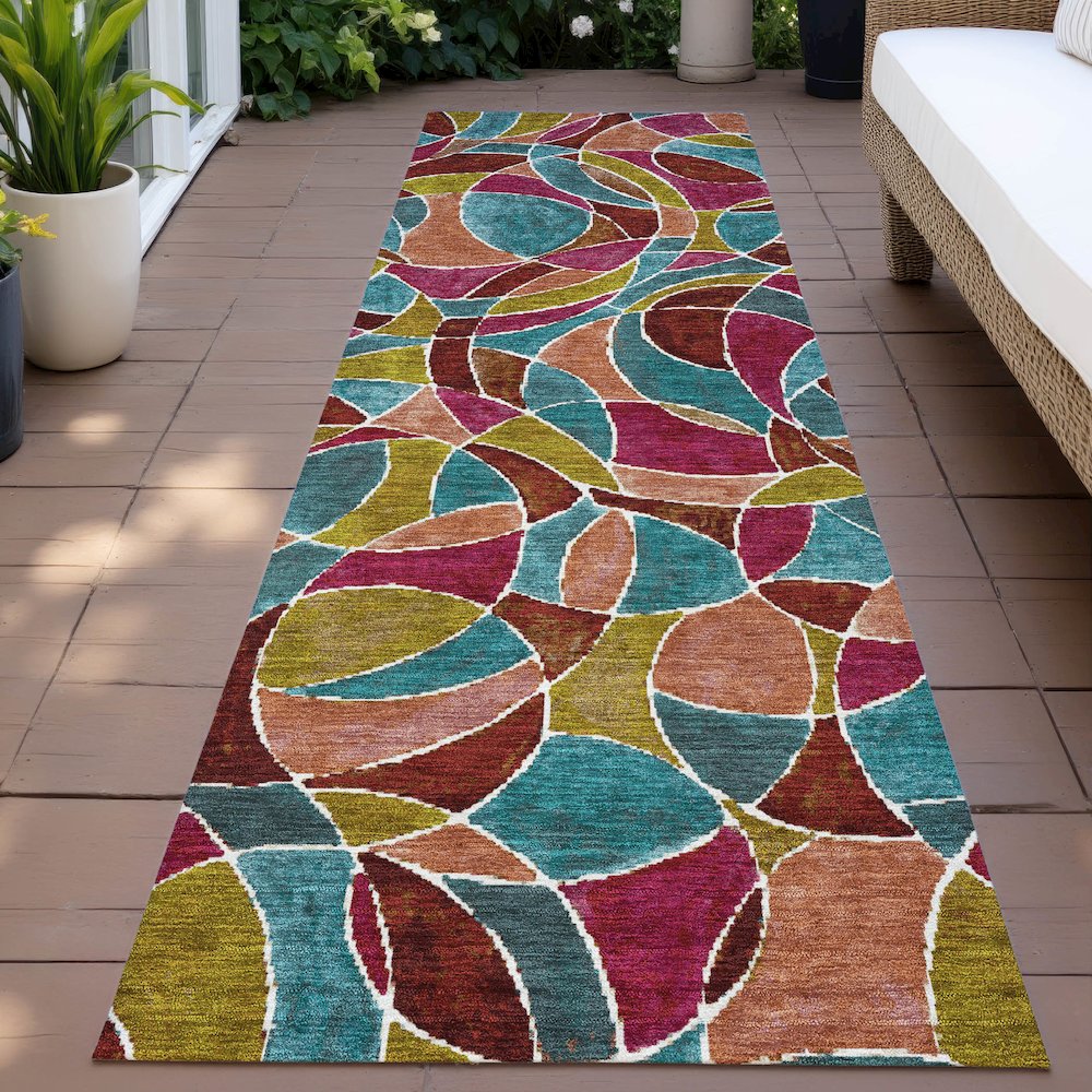 Machine Washable Indoor/Outdoor Chantille ACN2208 Merlot 2'3" x 7'6" Runner Rug. Picture 6