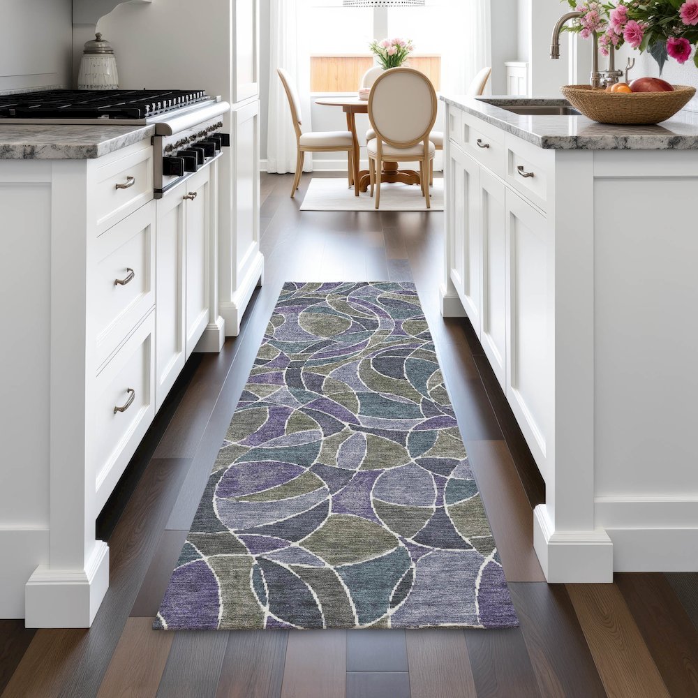 Machine Washable Indoor/Outdoor Chantille ACN2208 Purple 2'3" x 7'6" Runner Rug. Picture 5