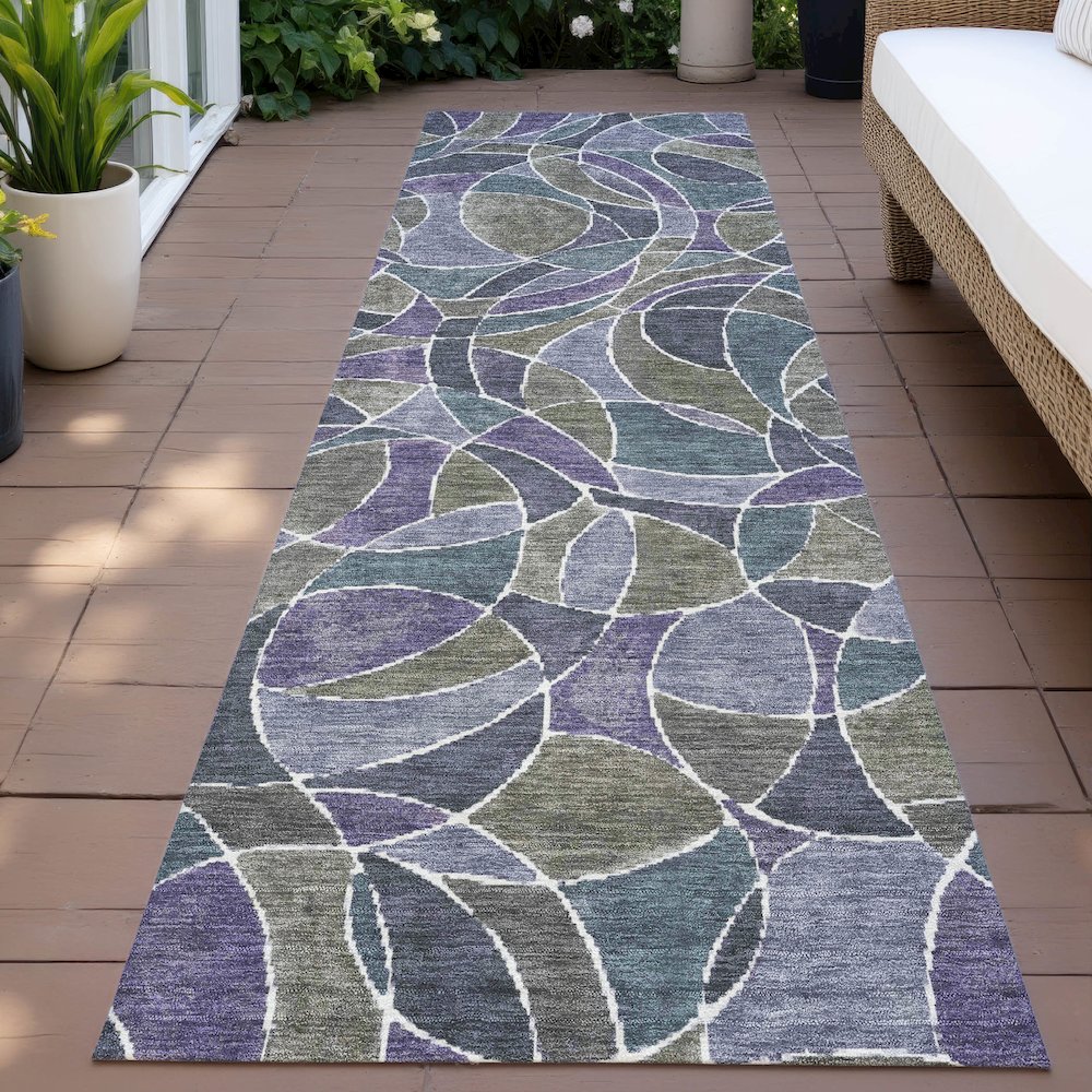 Machine Washable Indoor/Outdoor Chantille ACN2208 Purple 2'3" x 7'6" Runner Rug. Picture 6