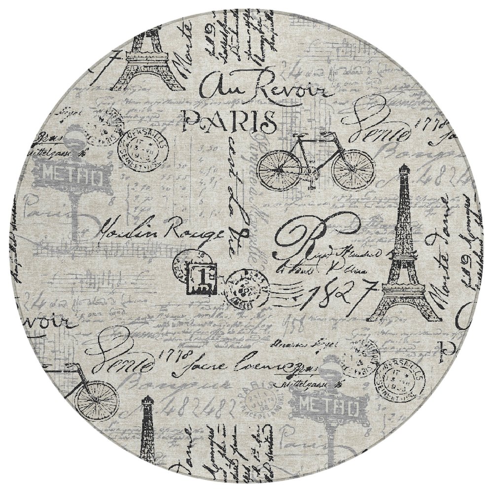 Machine Washable Indoor/Outdoor Chantille ACN2209 Beige 8' x 8' Round Rug. Picture 1