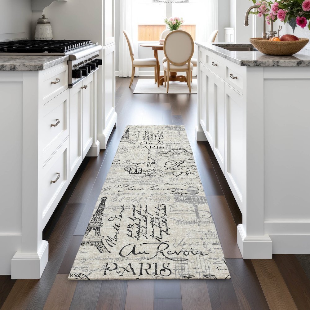 Machine Washable Indoor/Outdoor Chantille ACN2209 Beige 2'3" x 7'6" Runner Rug. Picture 5