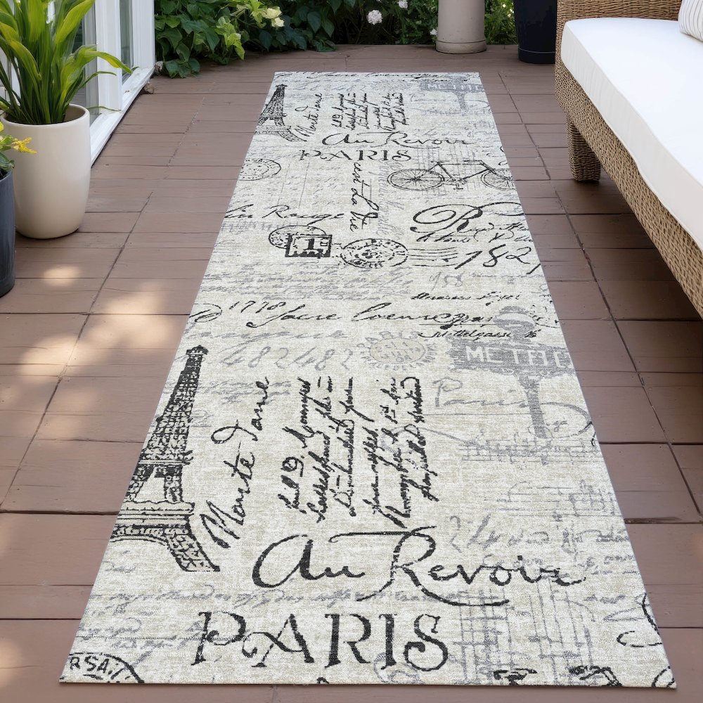 Machine Washable Indoor/Outdoor Chantille ACN2209 Beige 2'3" x 7'6" Runner Rug. Picture 6