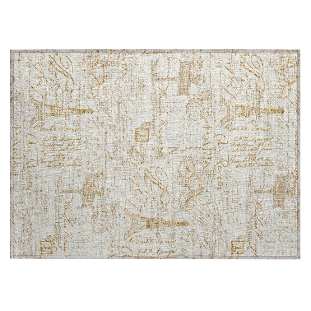 Machine Washable Indoor/Outdoor Chantille ACN2209 Gold 1'8" x 2'6" Rug. Picture 1