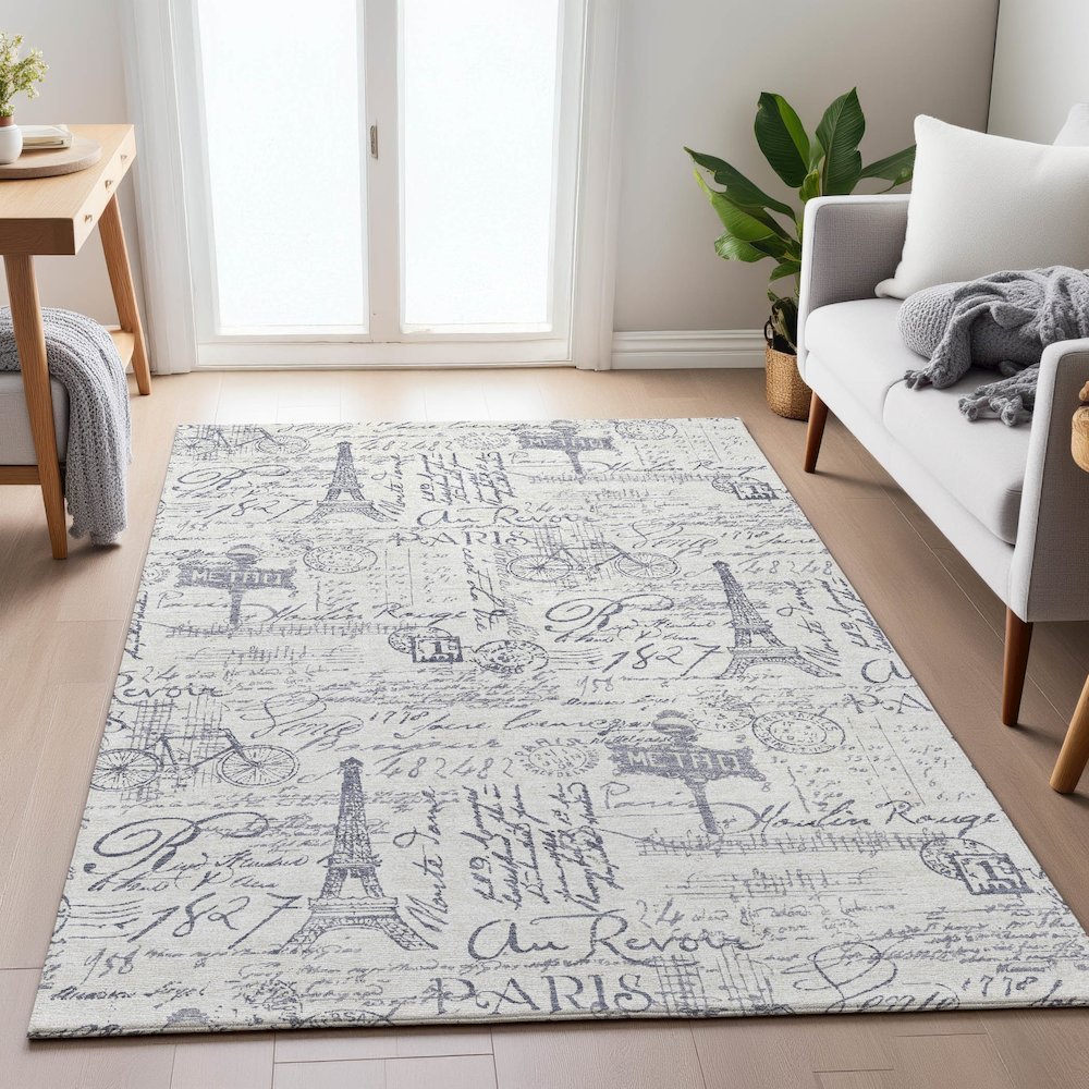 Machine Washable Indoor/Outdoor Chantille ACN2209 Ivory 2'6" x 3'10" Rug. Picture 5