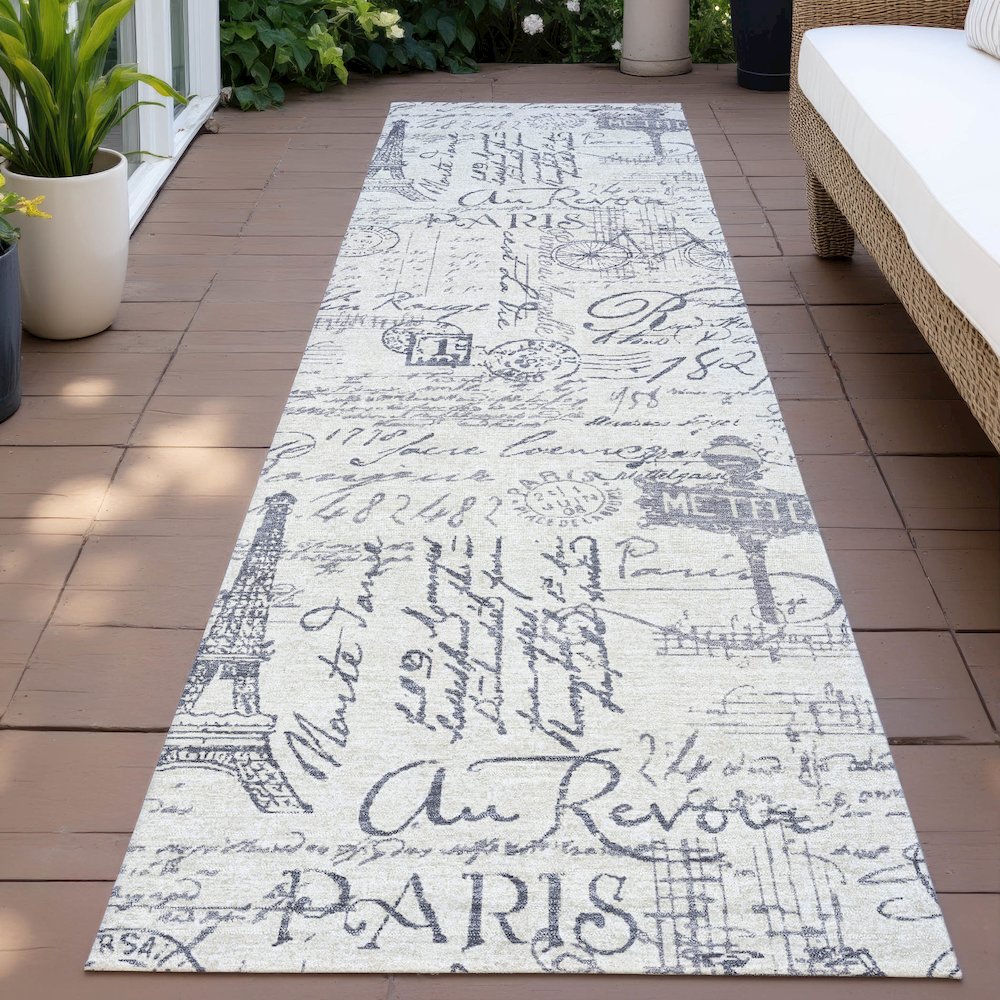 Machine Washable Indoor/Outdoor Chantille ACN2209 Ivory 2'3" x 7'6" Runner Rug. Picture 6