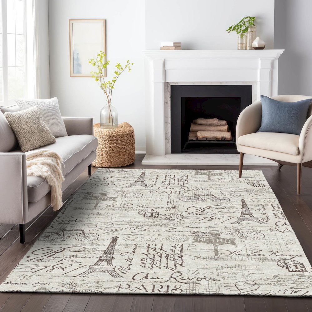 Machine Washable Indoor/Outdoor Chantille ACN2209 Linen 2'6" x 3'10" Rug. Picture 6