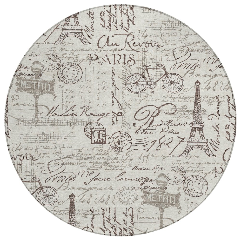 Machine Washable Indoor/Outdoor Chantille ACN2209 Linen 8' x 8' Round Rug. Picture 1