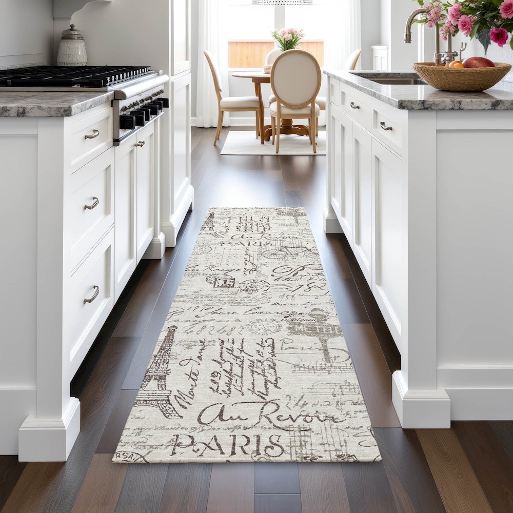 Machine Washable Indoor/Outdoor Chantille ACN2209 Linen 2'3" x 7'6" Runner Rug. Picture 5