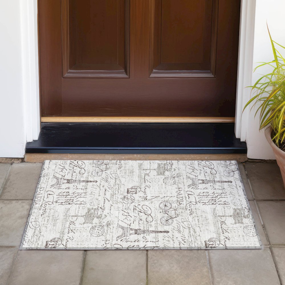 Machine Washable Indoor/Outdoor Chantille ACN2209 Linen 1'8" x 2'6" Rug. Picture 6