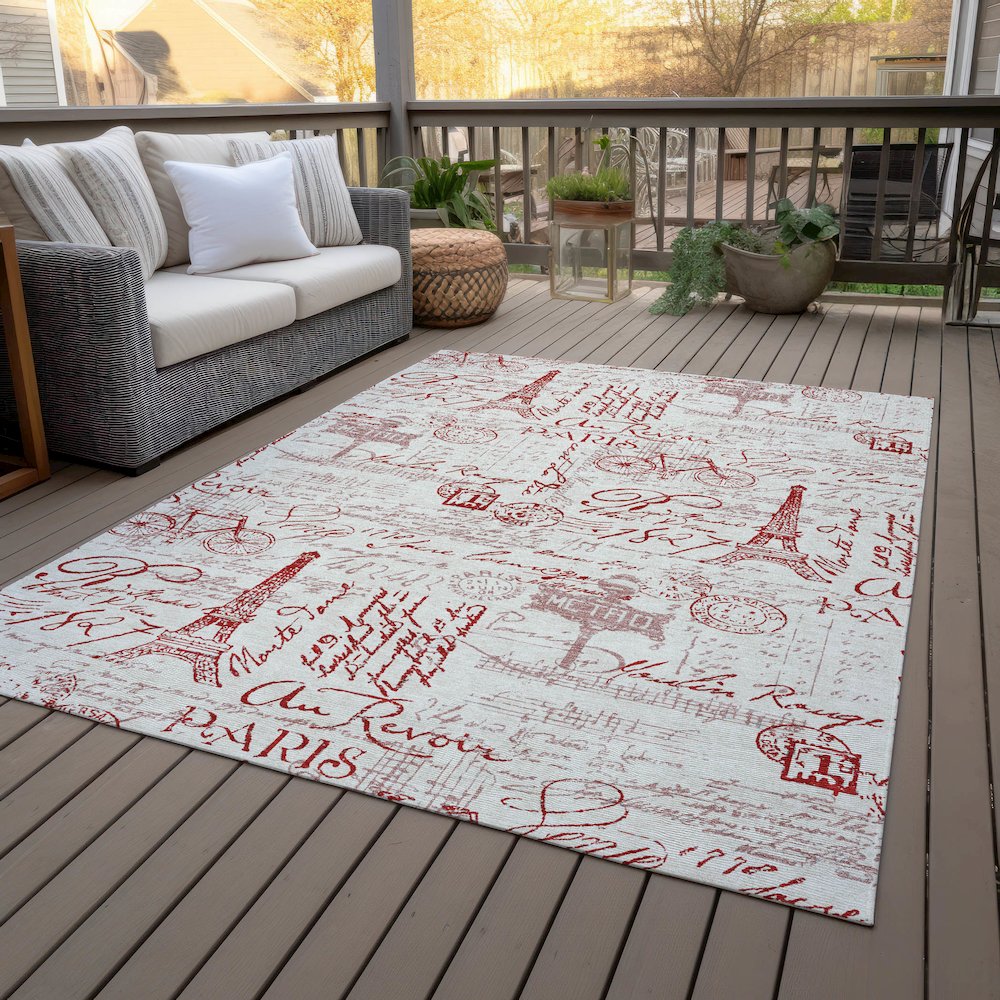 Machine Washable Indoor/Outdoor Chantille ACN2209 Red 2'6" x 3'10" Rug. Picture 8