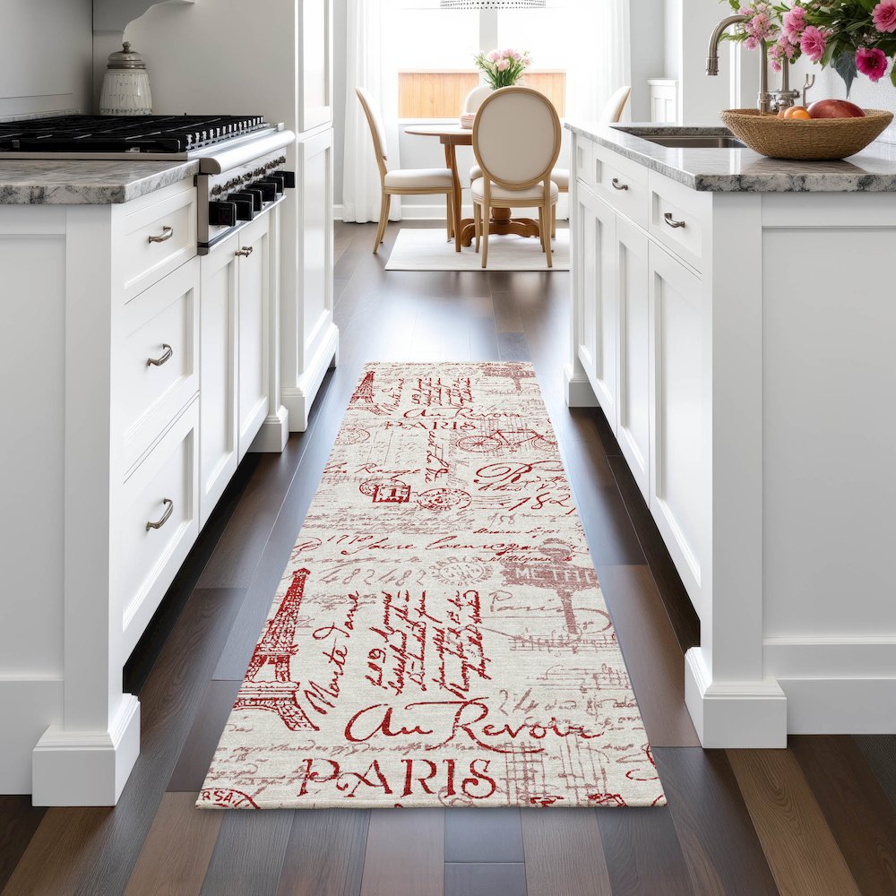 Machine Washable Indoor/Outdoor Chantille ACN2209 Red 2'3" x 7'6" Runner Rug. Picture 5