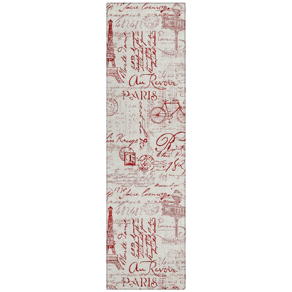 Machine Washable Indoor/Outdoor Chantille ACN2209 Red 2'3" x 7'6" Runner Rug. Picture 1