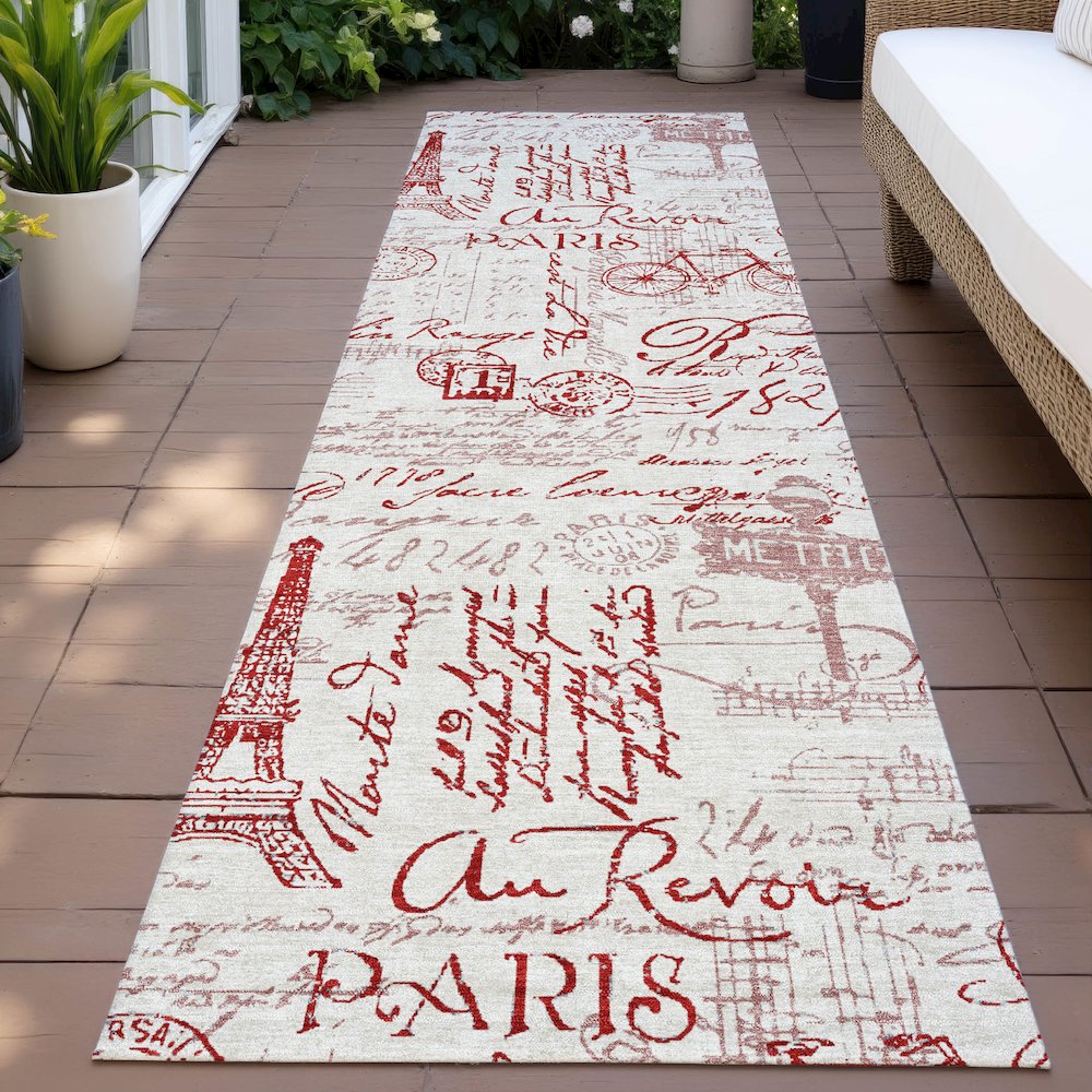 Machine Washable Indoor/Outdoor Chantille ACN2209 Red 2'3" x 7'6" Runner Rug. Picture 6