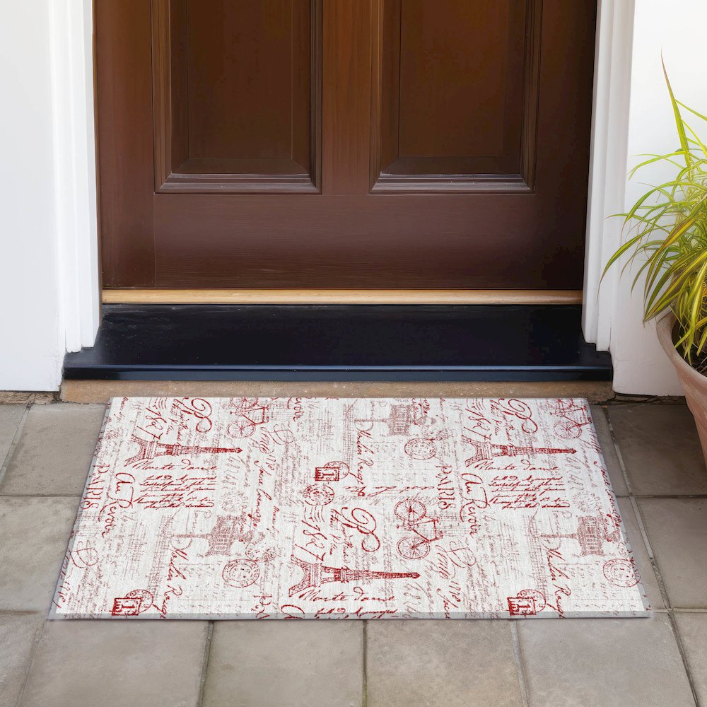 Machine Washable Indoor/Outdoor Chantille ACN2209 Red 1'8" x 2'6" Rug. Picture 6