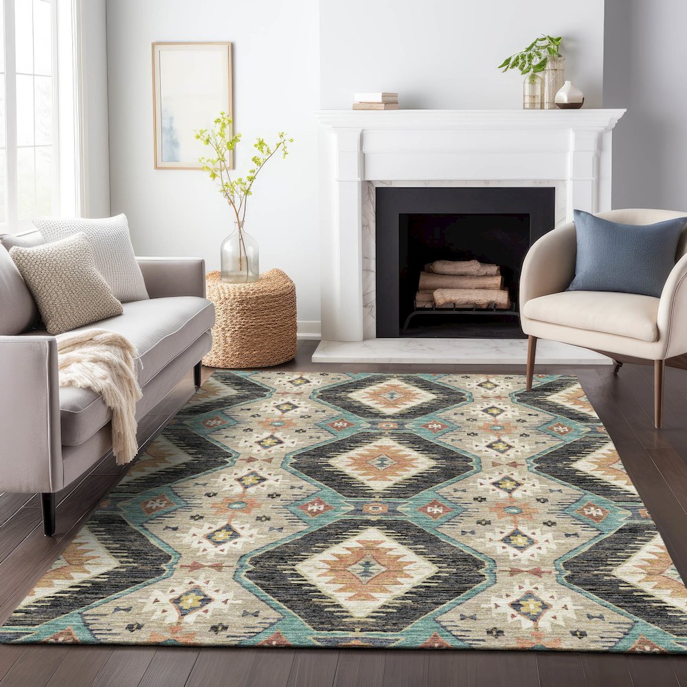 Machine Washable Indoor/Outdoor Chantille ACN2210 Black 2'6" x 3'10" Rug. Picture 6