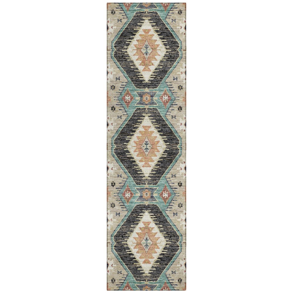 Machine Washable Indoor/Outdoor Chantille ACN2210 Black 2'3" x 7'6" Runner Rug. Picture 1