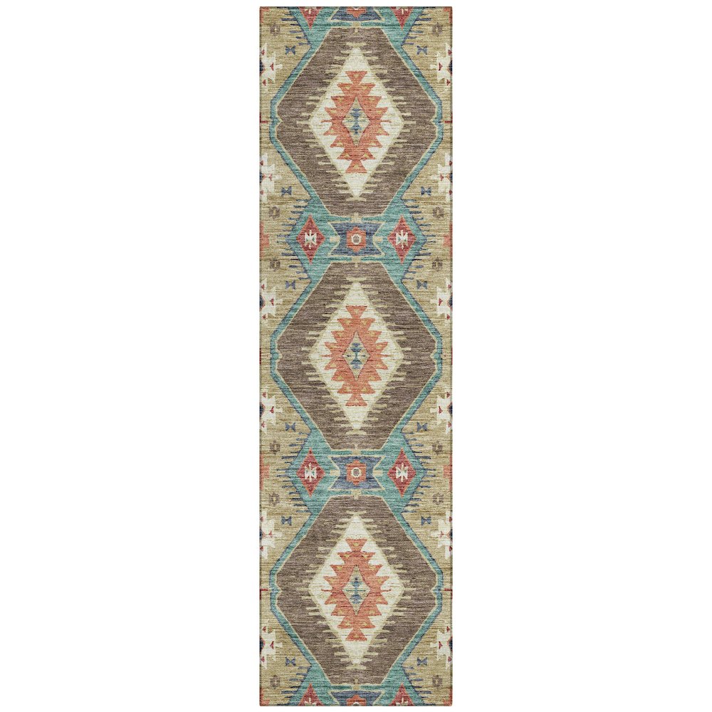 Machine Washable Indoor/Outdoor Chantille ACN2210 Khaki 2'3" x 7'6" Runner Rug. Picture 1