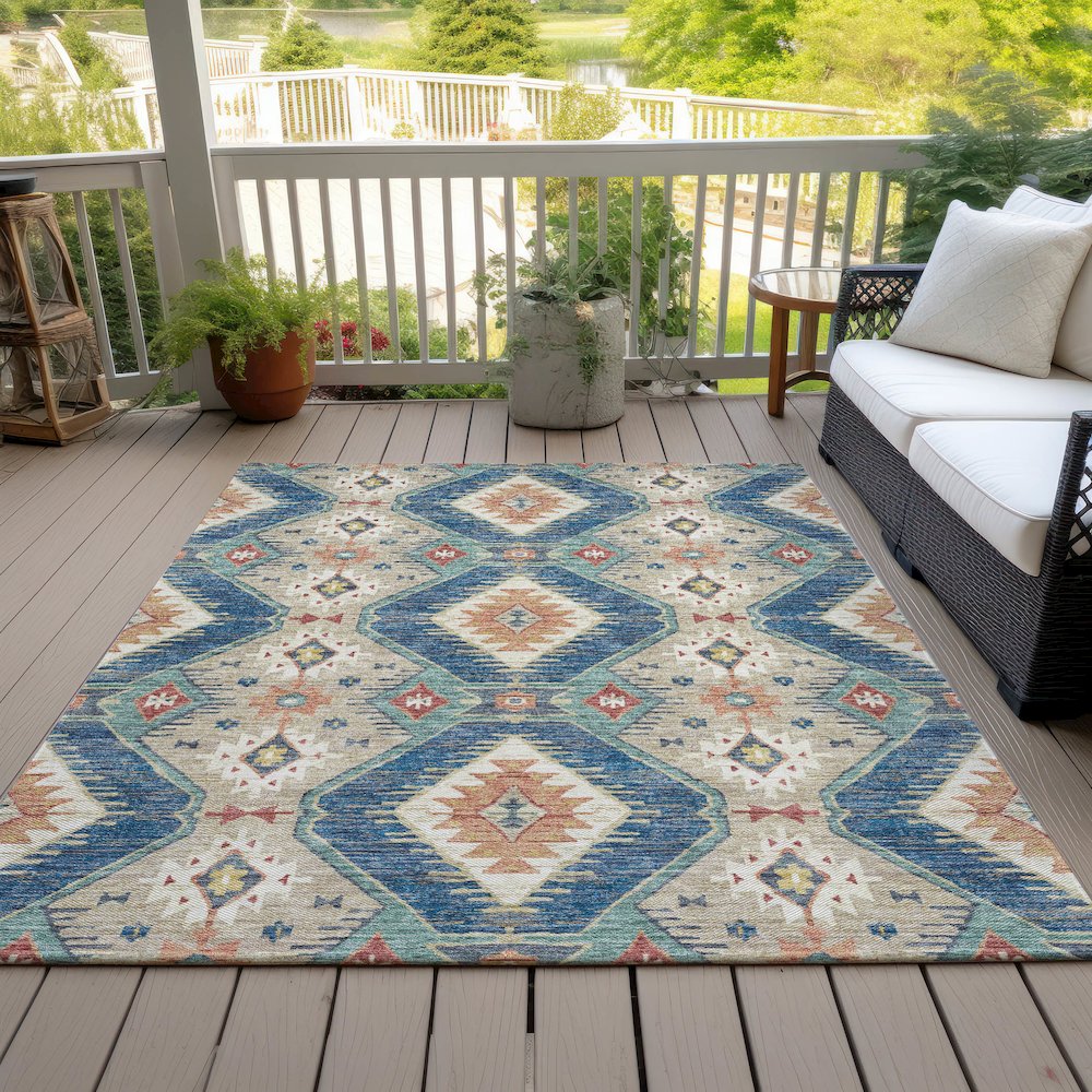 Machine Washable Indoor/Outdoor Chantille ACN2210 Navy 2'6" x 3'10" Rug. Picture 7