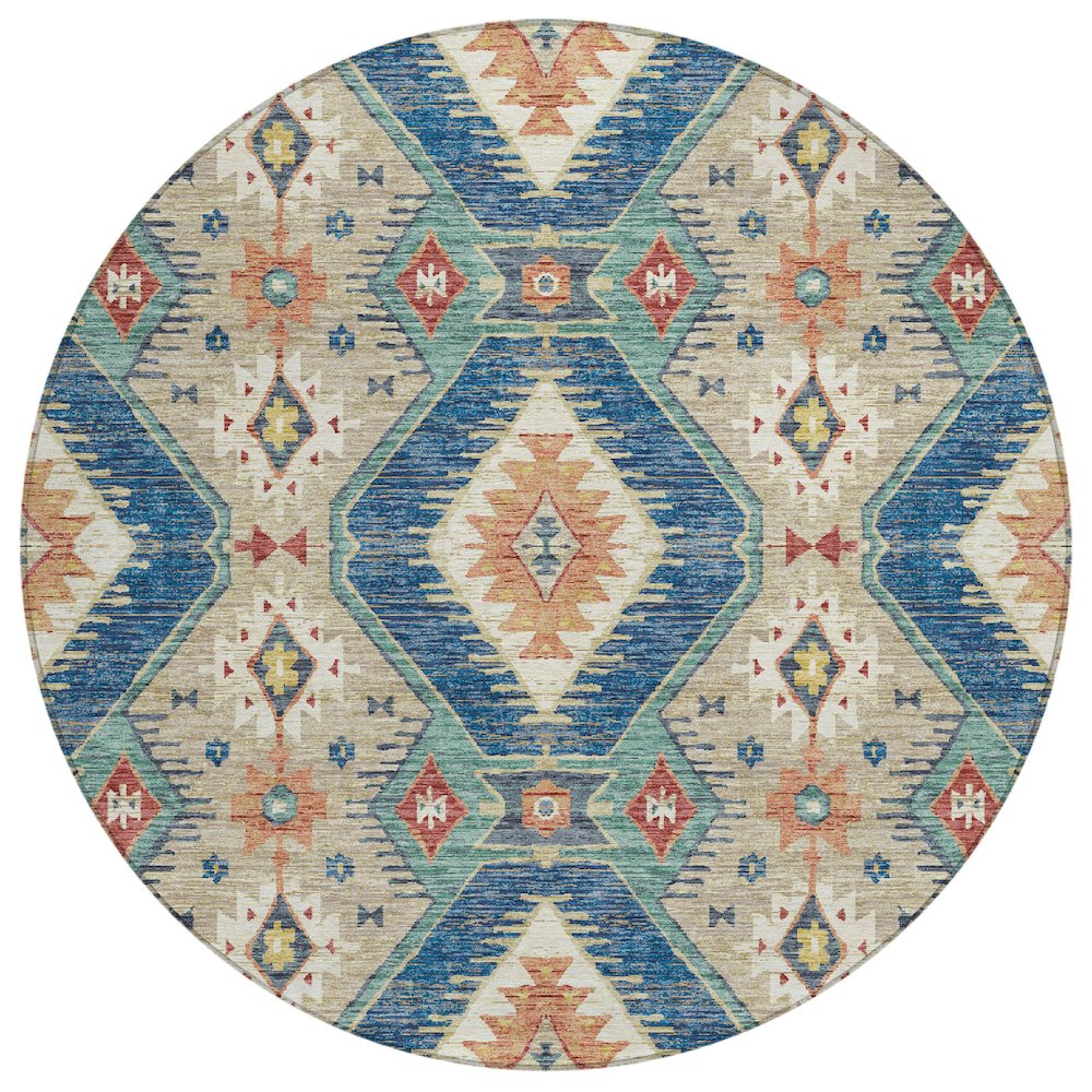 Machine Washable Indoor/Outdoor Chantille ACN2210 Navy 8' x 8' Round Rug. Picture 1