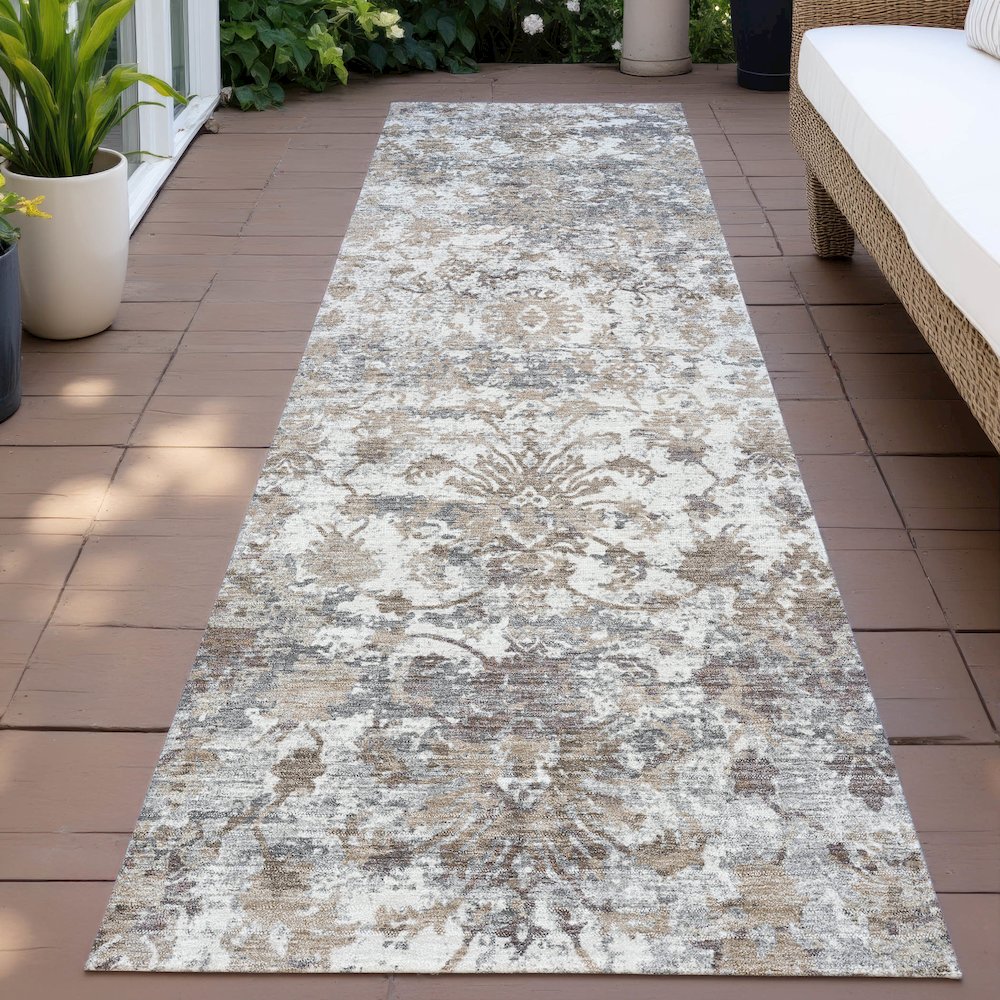 Machine Washable Indoor/Outdoor Chantille ACN2211 Taupe 2'3" x 7'6" Runner Rug. Picture 6