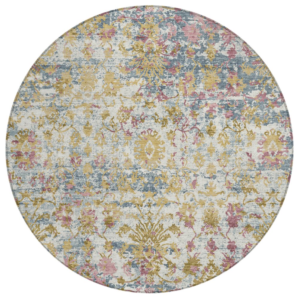 Machine Washable Indoor/Outdoor Chantille ACN2211 Wheat 8' x 8' Round Rug. Picture 1