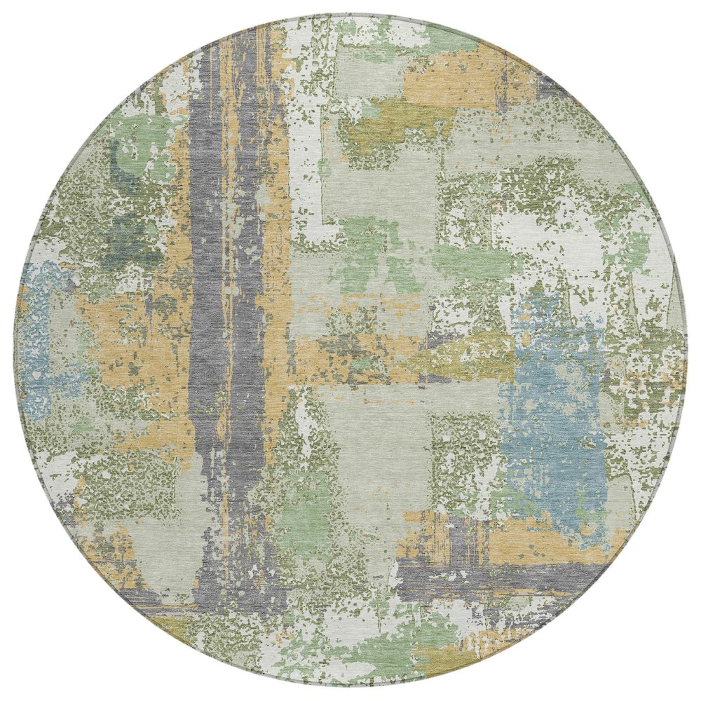 Machine Washable Indoor/Outdoor Chantille ACN2212 Aloe 8' x 8' Round Rug. Picture 1