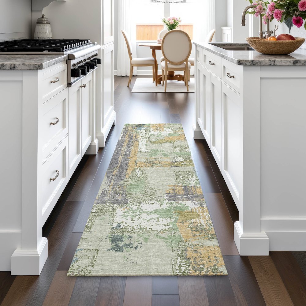 Machine Washable Indoor/Outdoor Chantille ACN2212 Aloe 2'3" x 7'6" Runner Rug. Picture 5