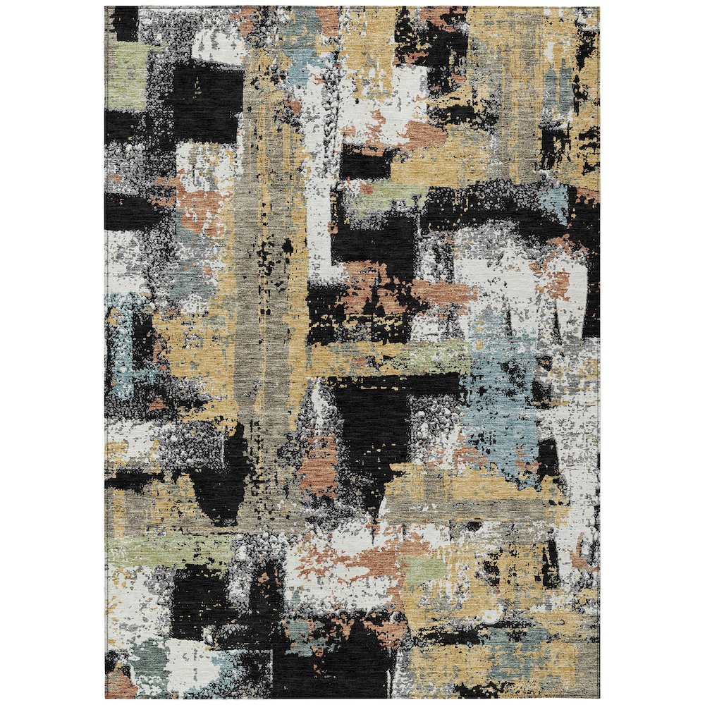 Machine Washable Indoor/Outdoor Chantille ACN2212 Black 2'6" x 3'10" Rug. Picture 1