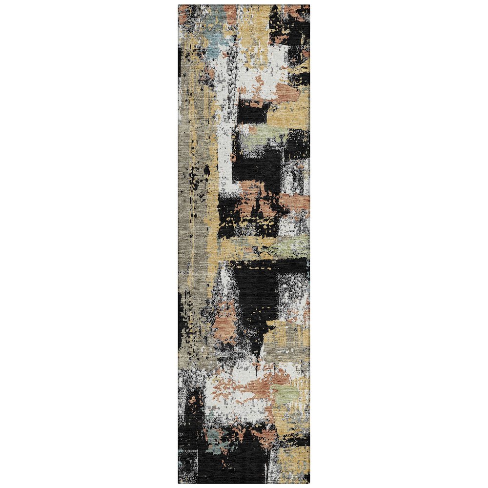 Machine Washable Indoor/Outdoor Chantille ACN2212 Black 2'3" x 7'6" Runner Rug. Picture 1