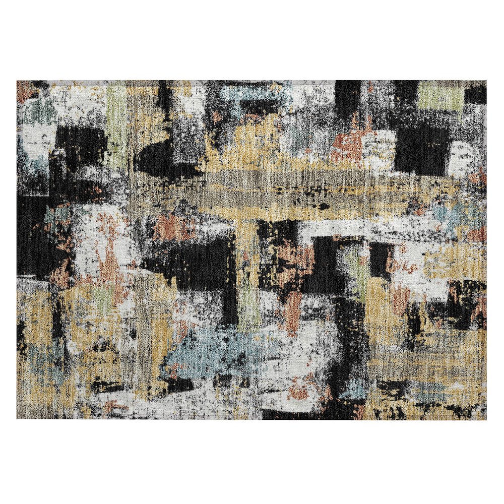 Machine Washable Indoor/Outdoor Chantille ACN2212 Black 1'8" x 2'6" Rug. Picture 1