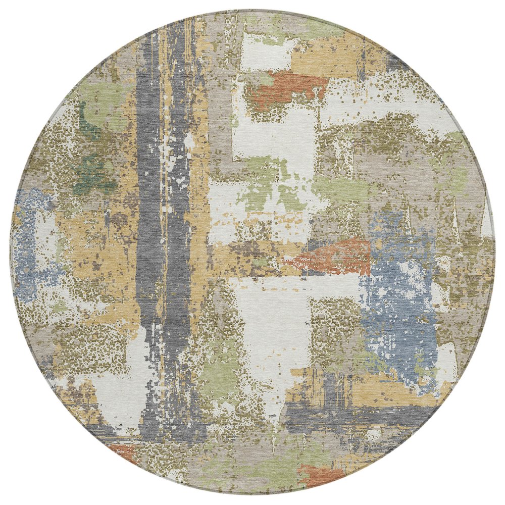 Machine Washable Indoor/Outdoor Chantille ACN2212 Ivory 8' x 8' Round Rug. Picture 1