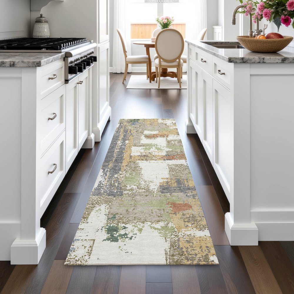 Machine Washable Indoor/Outdoor Chantille ACN2212 Ivory 2'3" x 7'6" Runner Rug. Picture 5