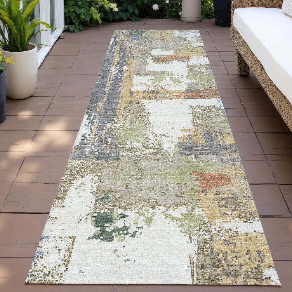 Machine Washable Indoor/Outdoor Chantille ACN2212 Ivory 2'3" x 7'6" Runner Rug. Picture 6