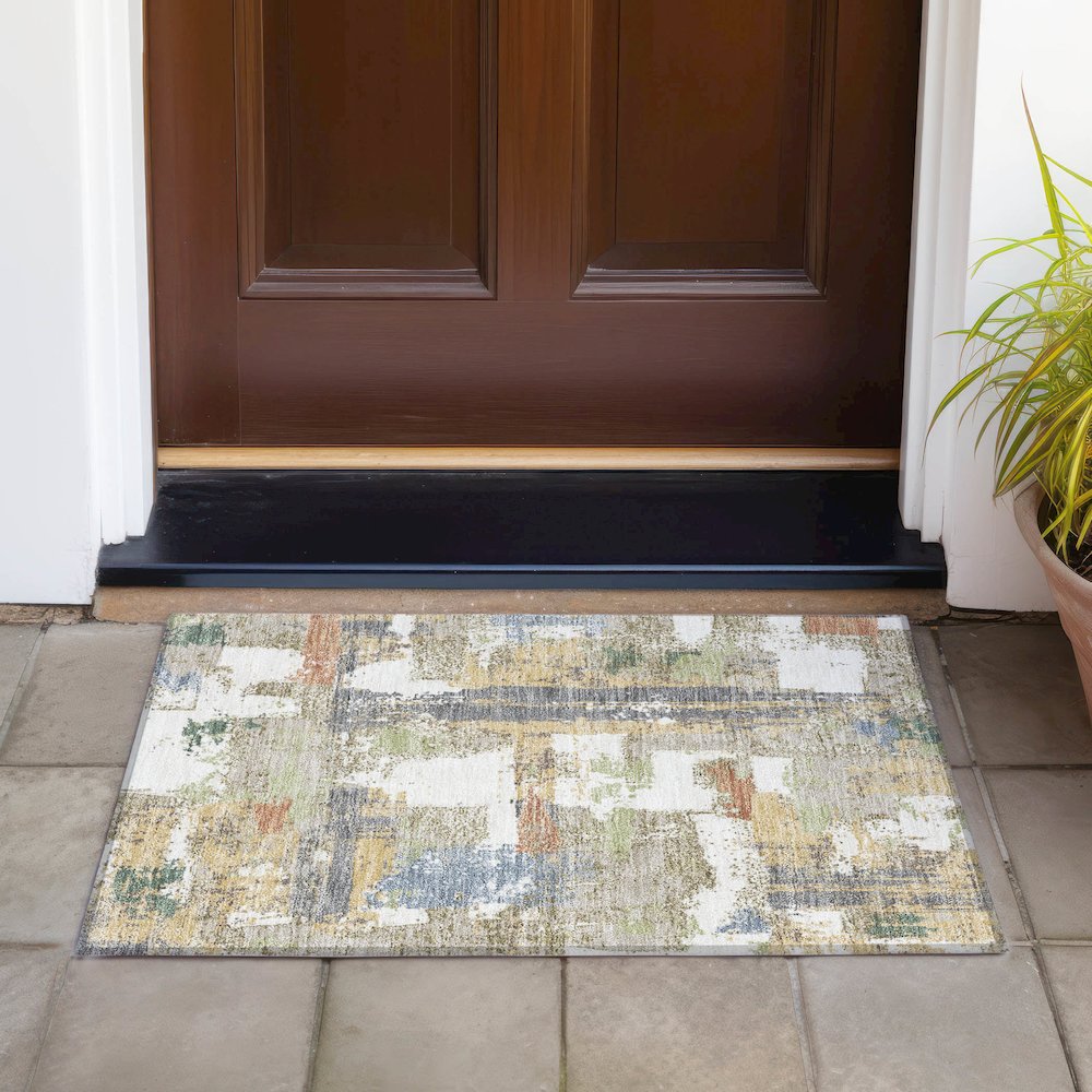 Machine Washable Indoor/Outdoor Chantille ACN2212 Ivory 1'8" x 2'6" Rug. Picture 6