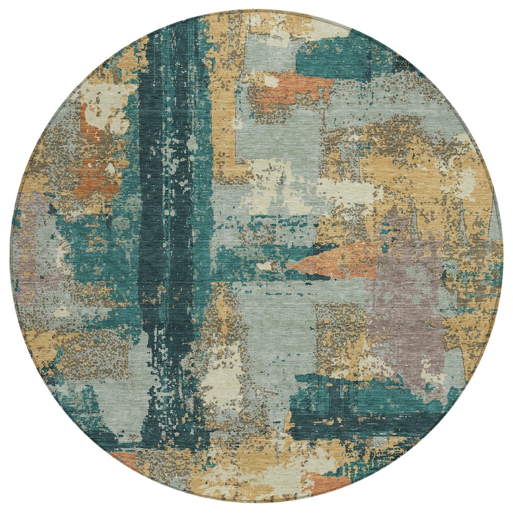 Machine Washable Indoor/Outdoor Chantille ACN2212 Seafoam 8' x 8' Round Rug. Picture 1