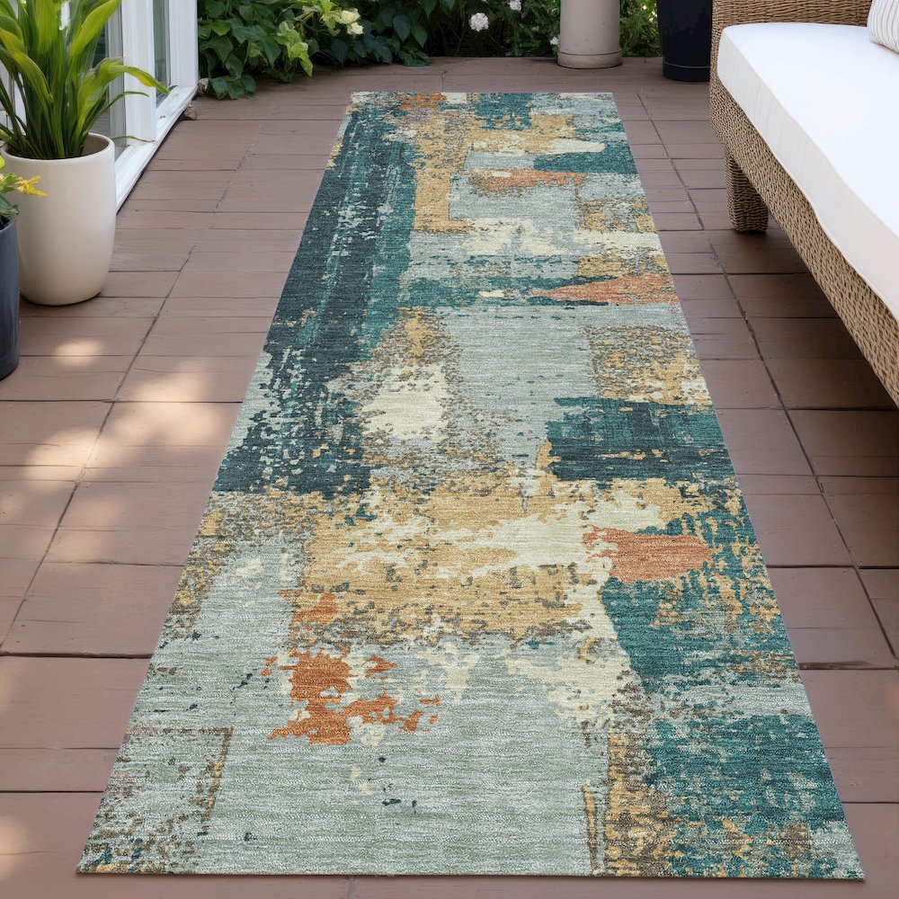 Machine Washable Indoor/Outdoor Chantille ACN2212 Seafoam 2'3" x 7'6" Runner Rug. Picture 6