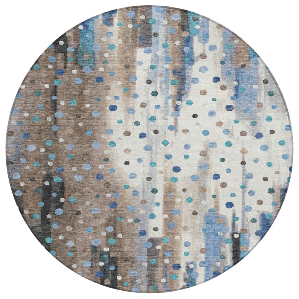 Machine Washable Indoor/Outdoor Chantille ACN2213 Taupe 8' x 8' Round Rug. Picture 1