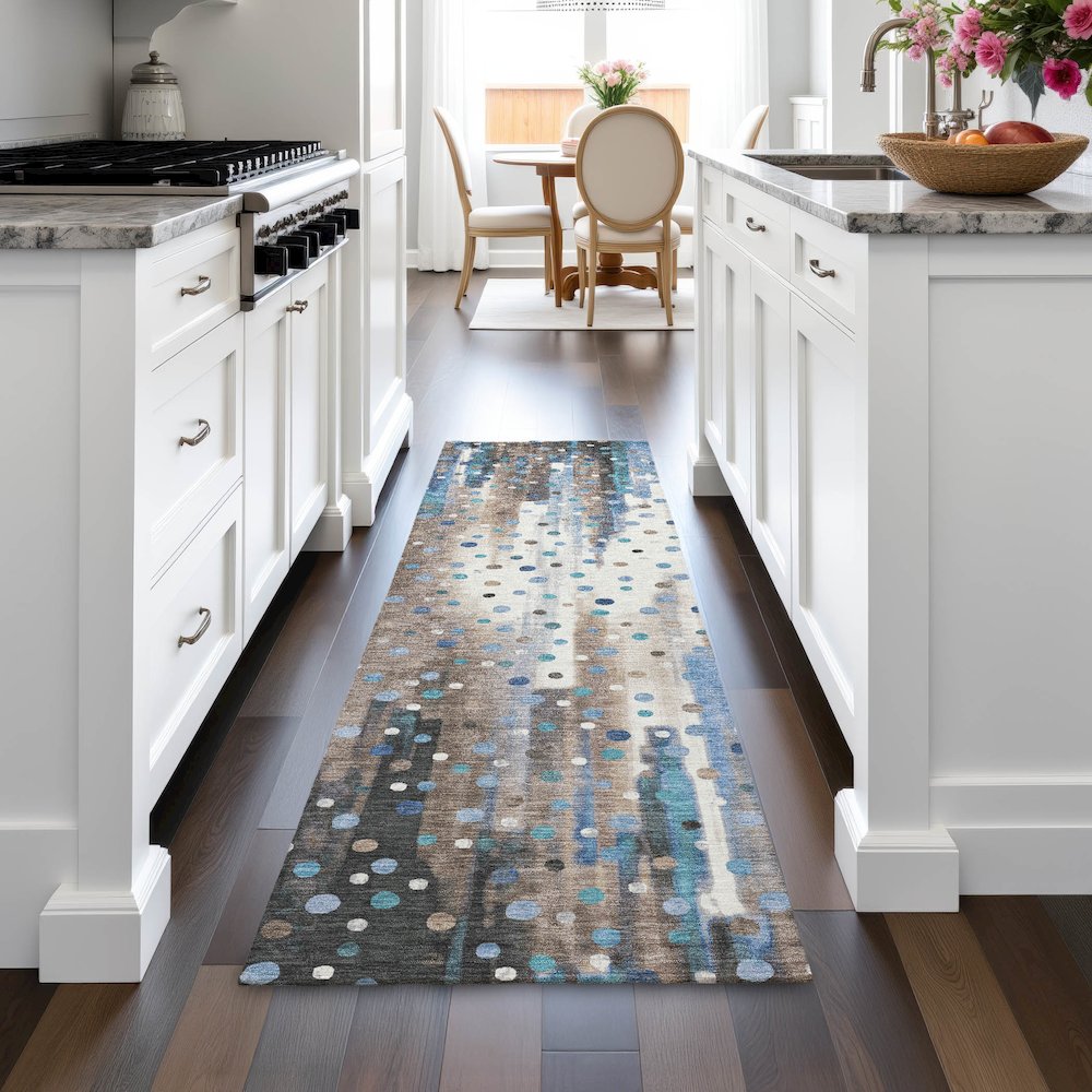 Machine Washable Indoor/Outdoor Chantille ACN2213 Taupe 2'3" x 7'6" Runner Rug. Picture 5