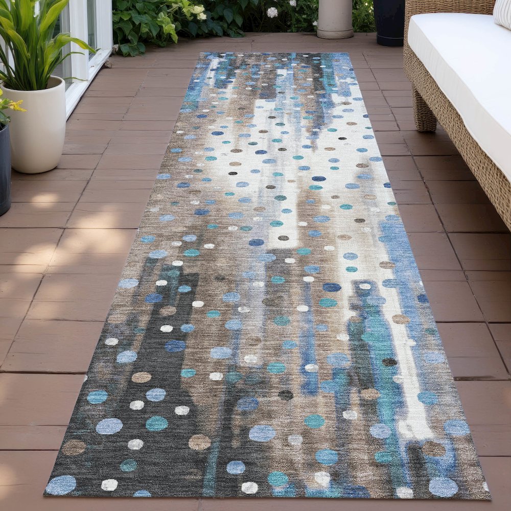 Machine Washable Indoor/Outdoor Chantille ACN2213 Taupe 2'3" x 7'6" Runner Rug. Picture 6