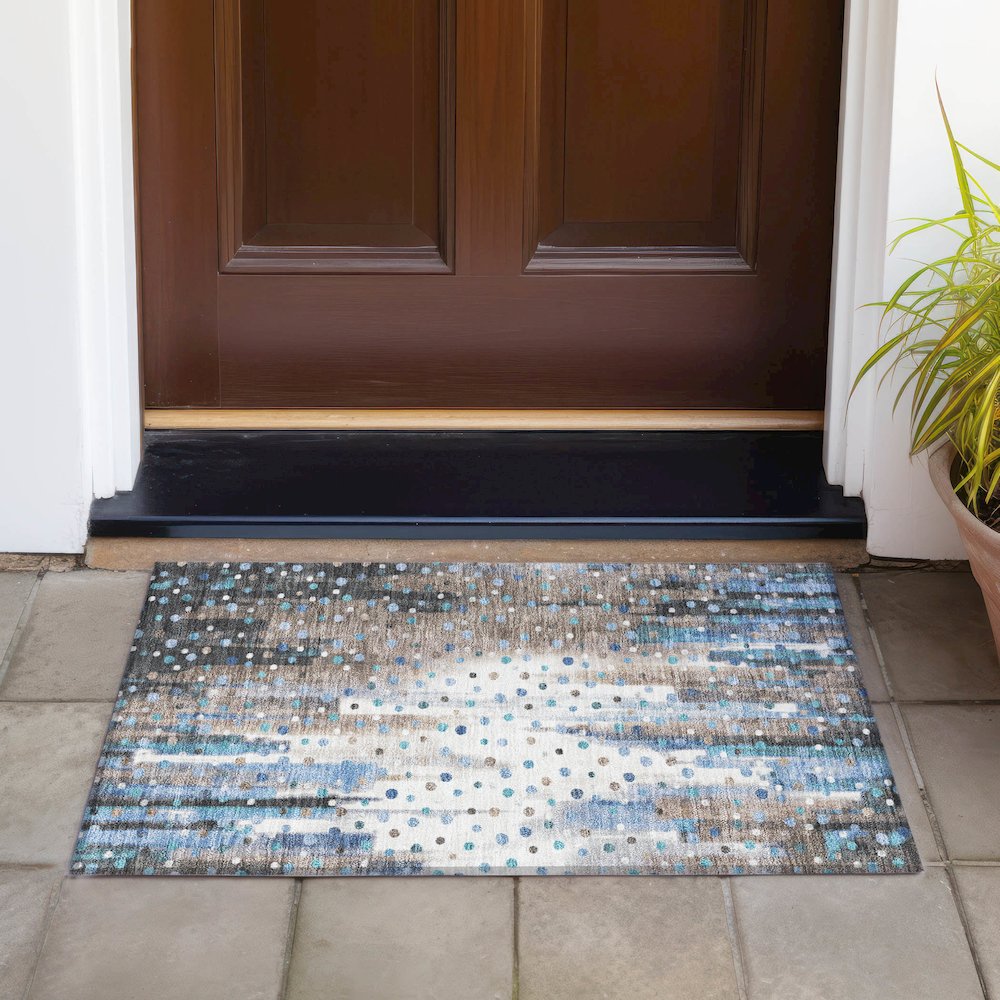 Machine Washable Indoor/Outdoor Chantille ACN2213 Taupe 1'8" x 2'6" Rug. Picture 6