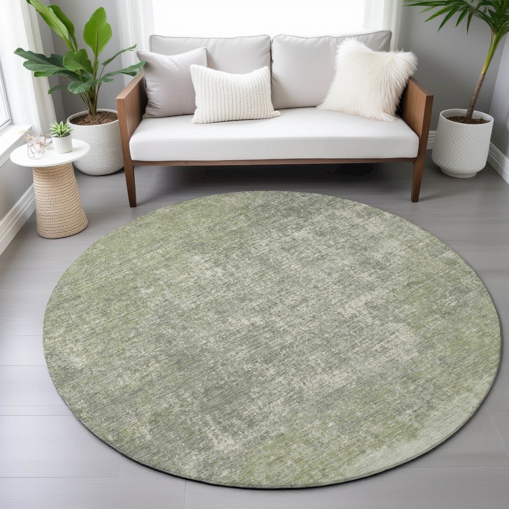 Machine Washable Indoor/Outdoor Chantille ACN2214 Aloe 8' x 8' Round Rug. Picture 5