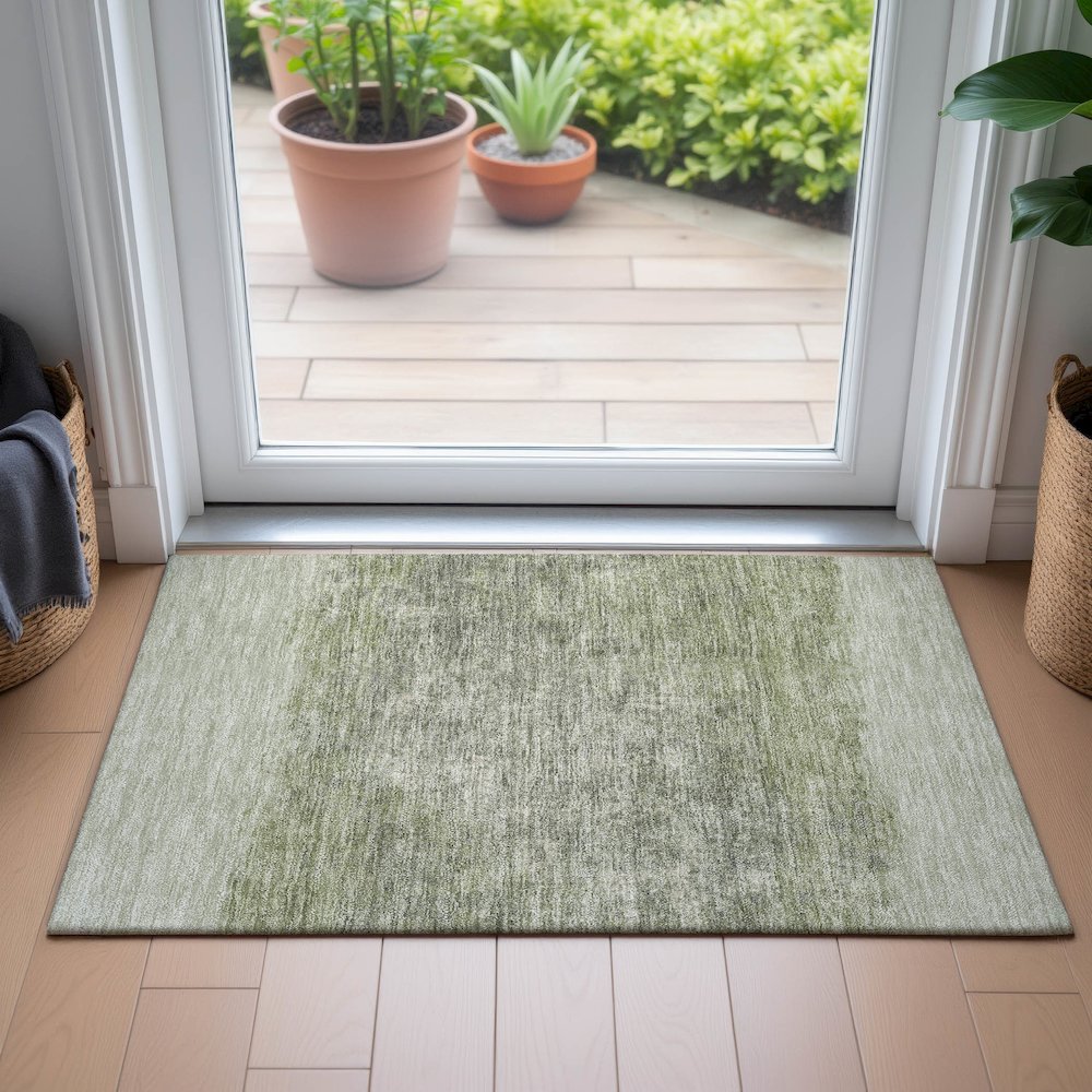 Machine Washable Indoor/Outdoor Chantille ACN2214 Aloe 1'8" x 2'6" Rug. Picture 5