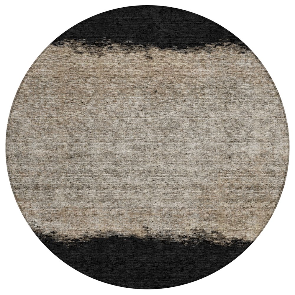 Machine Washable Indoor/Outdoor Chantille ACN2214 Black 8' x 8' Round Rug. Picture 1