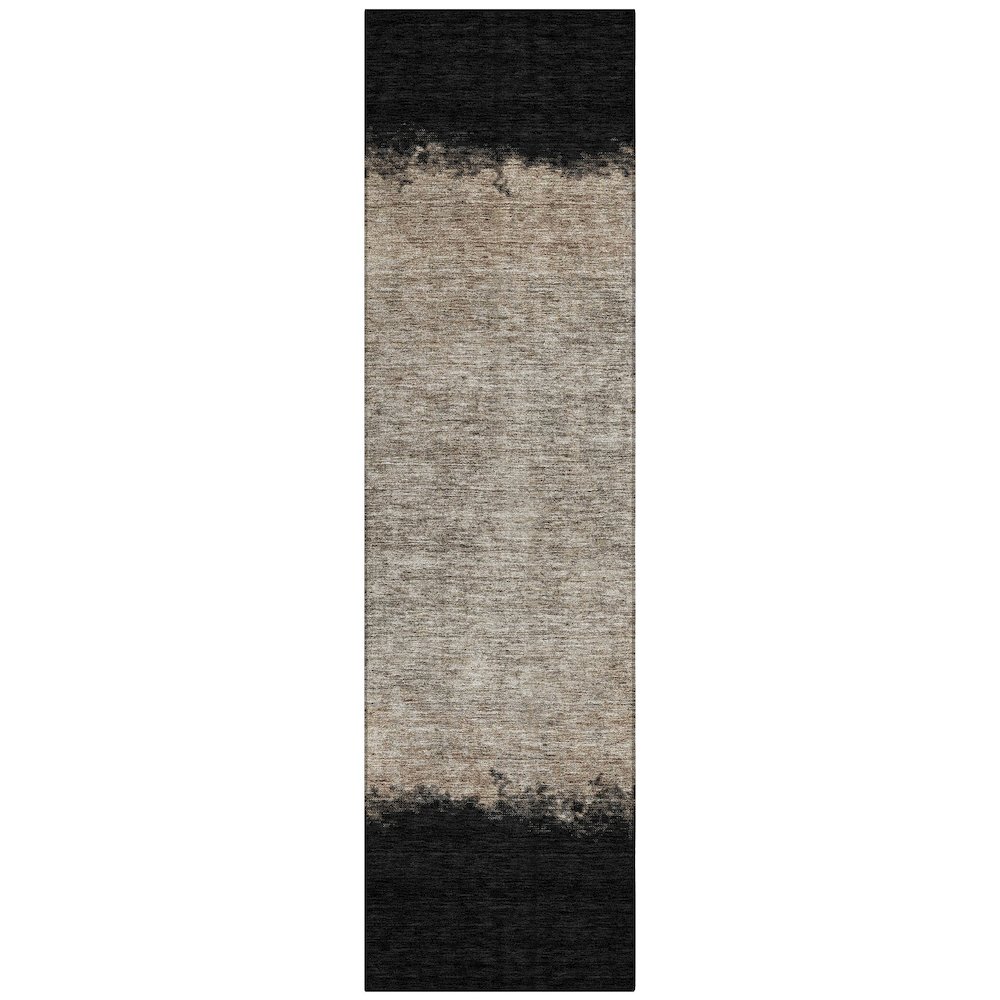 Machine Washable Indoor/Outdoor Chantille ACN2214 Black 2'3" x 7'6" Runner Rug. Picture 1