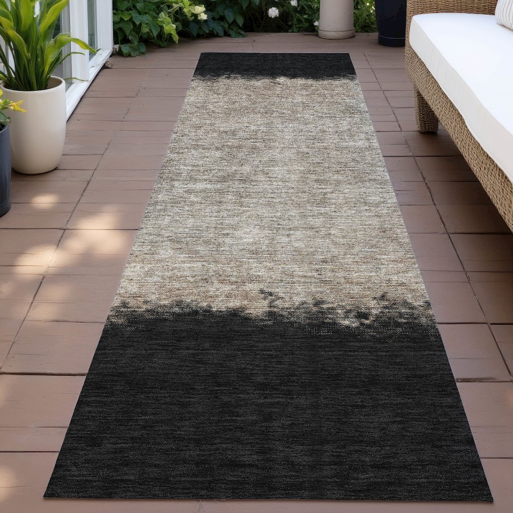 Machine Washable Indoor/Outdoor Chantille ACN2214 Black 2'3" x 7'6" Runner Rug. Picture 6