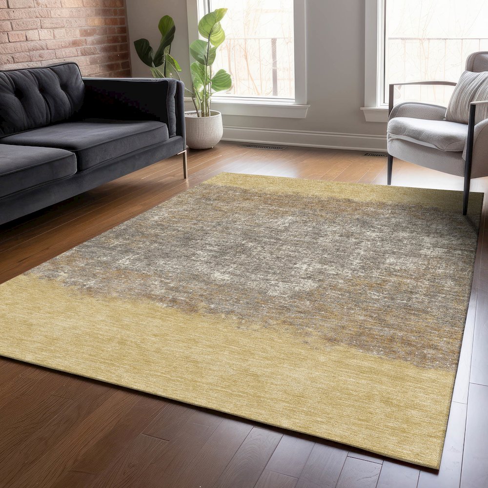 Machine Washable Indoor/Outdoor Chantille ACN2214 Gold 2'6" x 3'10" Rug. Picture 5