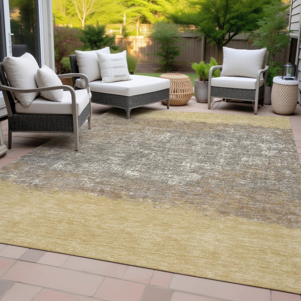 Machine Washable Indoor/Outdoor Chantille ACN2214 Gold 2'6" x 3'10" Rug. Picture 8