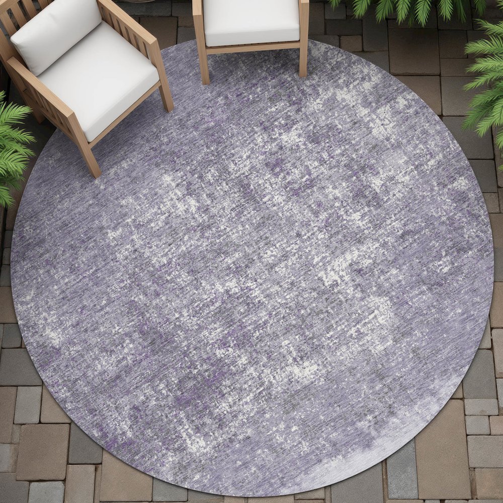 Machine Washable Indoor/Outdoor Chantille ACN2214 Lavender 8' x 8' Round Rug. Picture 6